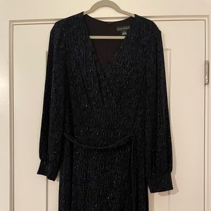 Navy Blue and Silver Glitter Wrap Dress. Jessica Howard. Size 16.